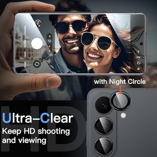 Image of ZARALA Camera Lens Frame Glass Compatible with Samsung Galaxy S26 /S26+Plus Camera Lens Protector - [Keep Original Shooting] Shatterproof 9H Tempered Glass Screen Metal Ring Cover,Anti-Fingerprint,Anti-Scratch,Case Friendly,Titanium Black