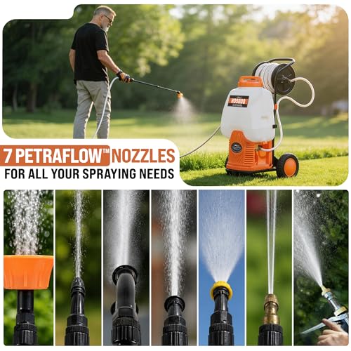 Image of PetraTools Battery Powered Sprayer w /Cart & Retractable 100 ft Hose Reel