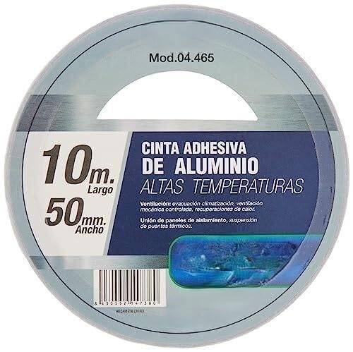 VoltShine Cinta adhesiva de aluminio 50mm x 10m, resistente a temperaturas, ideal para sellar, aislar y reparar superficies.