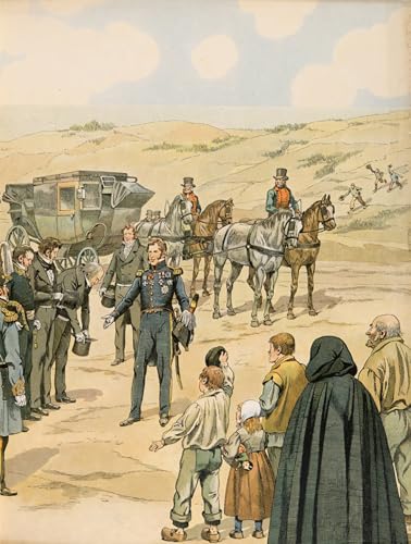 Cuadro en lienzo de la historia de Bélgica, Leopold I en La Panne, decoración de 60x90cm
