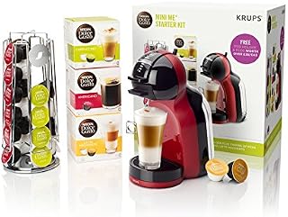 Krups KP120BUN NESCAFÉ Dolce Gusto Mini Me Coffee Machine Starter Kit, Red/Black