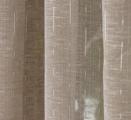 Image of Exporthub Cotton Sheer Curtains 7 feet Long Set of 2 for Door Curtains Brown Color - (EHSPR062 74)