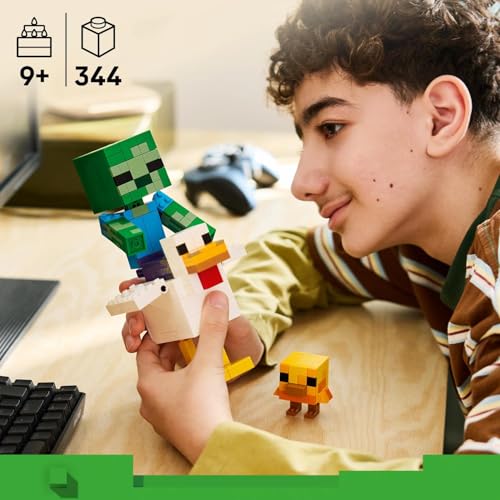 Image of LEGO Minecraft Chicken Jockey - Video Game Building Set - Posable Minecraft Room Decor - 21582