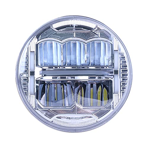 Primelux DOT 7 Inch Motorcycle LED Headlight with DRL H4 Adapters Included Compatible with Harley Davidson Electra Glide Street Glide Fat Boy Road King Heritage Softail Deluxe Headlamp -Chrome