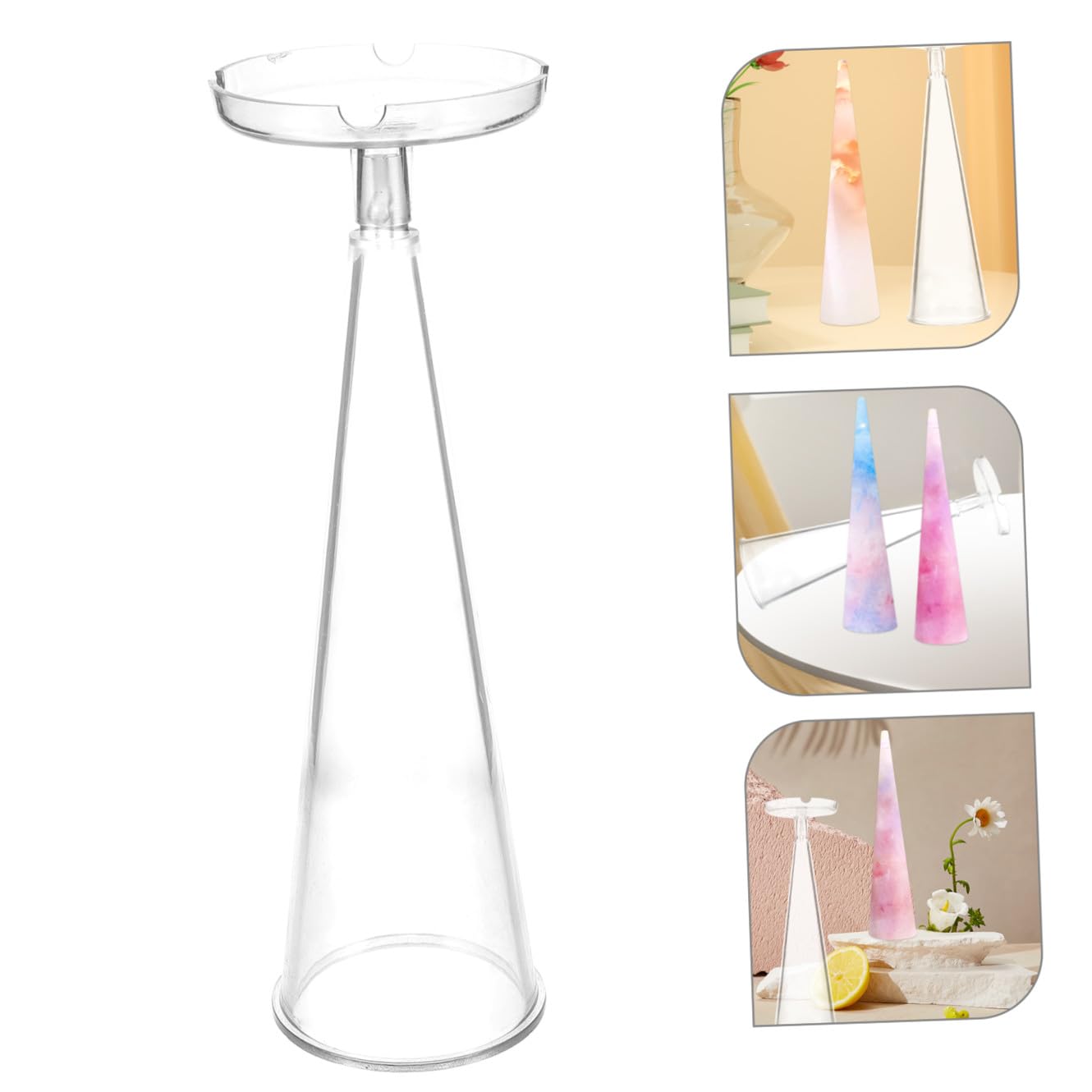 ULTECHNOVO Stampo per Candele Conico Medio in Plastica Flessibile, Resistente a Temperature Alte e Basse, Strumento la Fabbricazione Fai da Te di Candele Profumate, Saponi e Decorazioni