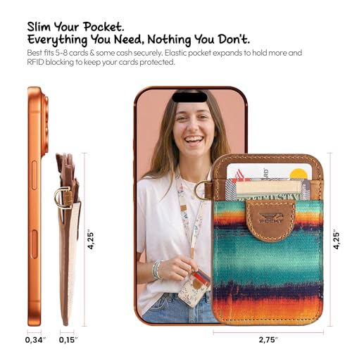 Image of POCKT Slim Card Holder Wallet For Men and Women - Minimalist Front Pocket Wallet Elastic Credit Card Holder Genuine Leather RFID Blocking Card Case Wallets, Grunge, 4.25 inch L x 2.75 inch W x 0.15 inch H