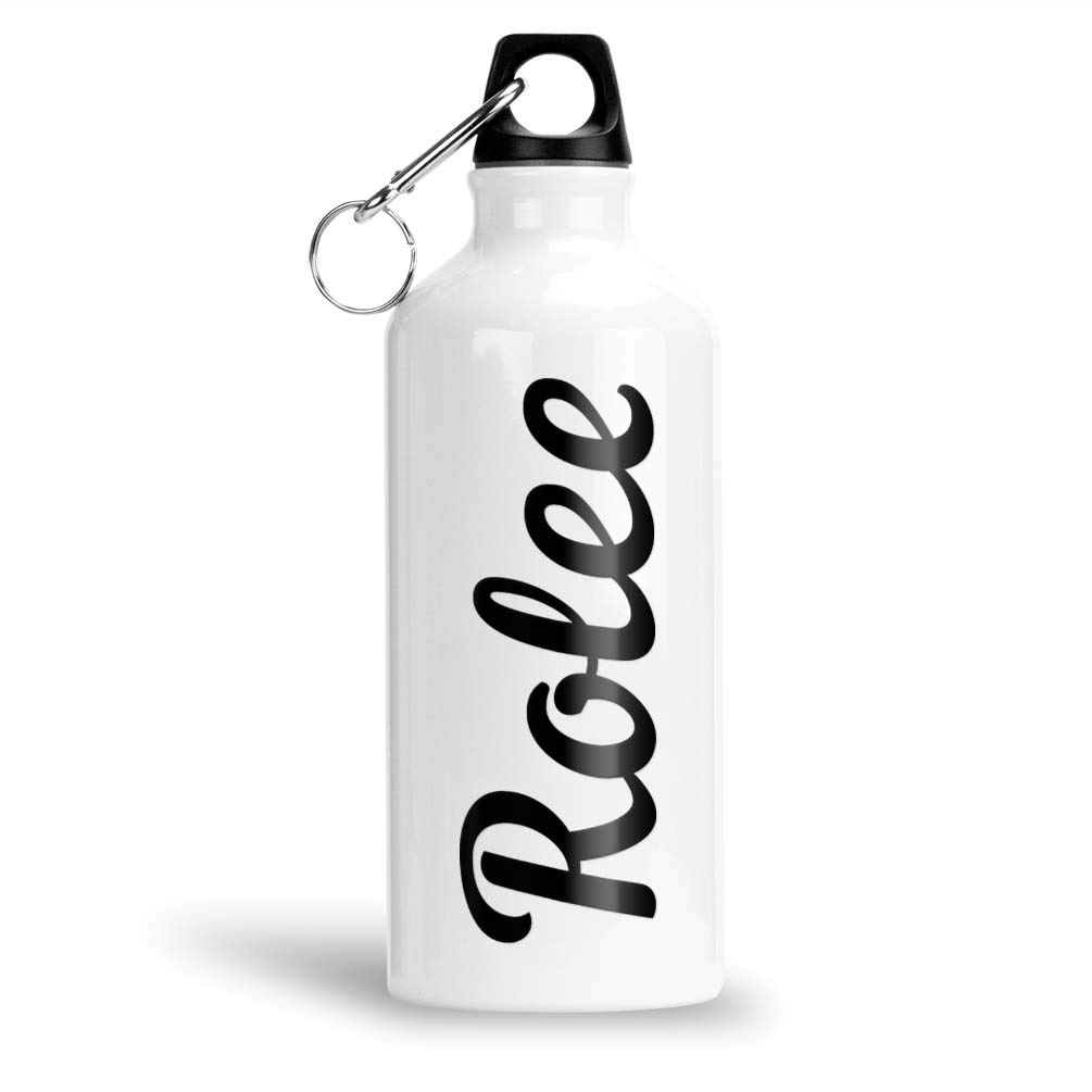 FurnishFantasy Aluminium White Sipper Bottle 600 ml - Best Gift for Happy Birthday, Return Gift, Name - Rolee