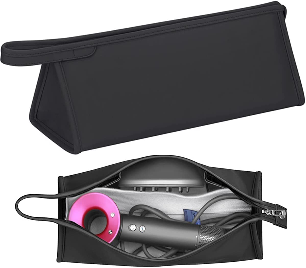 Pu Leather Travel Case Compatible with Dyson Airwrap Styler, Portable Waterproof Organizer Bag for Shark FlexStyle Attachments Storage (Black)