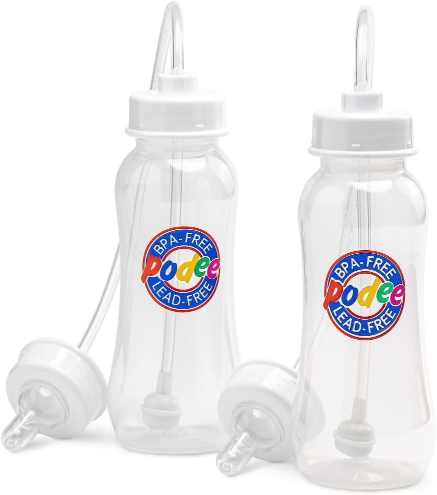 Hands-Free Baby Bottle - Anti-Colic Nursing System 9 oz Baby Bottle with Fast Flow Nipple/Teat 3m+ with Tube Straw Feeding System for Toddler (2 Bottles - Classic)