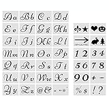 New!Letter Stencils for Painting on Wood - Large Alphabet Numbers Signs Calligraphy Font Upper and Lowercase Letters Stencils - Reusable Holiday Plastic Fancy Art Craft Stencils - 80 Designs 40 Pcs