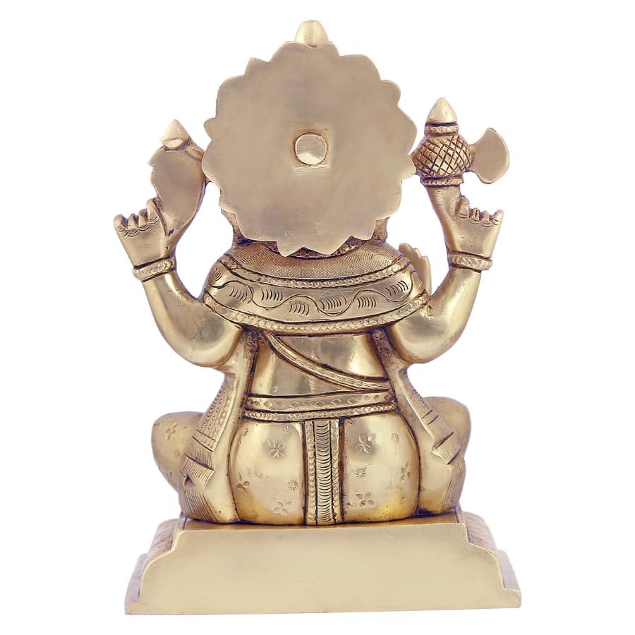 Image of Brass Lord Shankar Vinayaka Ganesha Ganesh Statue Big in Size for Mandir Diwali Puja Home and Office Pooja Murti, 8x5.5 inches (HxL), Weight 3.2 kg, Golden Colour Brass Murti