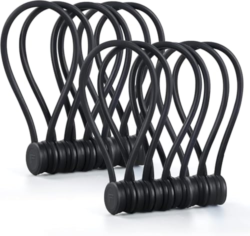 DSJIFGEW Magnetic Cable Ties Reusable Silicone Magnetic Cord Organizers for Bundling Fridge Clips Book Markers & More Assorted Colors for Efficient Cable Management (All Black 12-Pack)