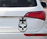 Aufkleber Eisernes Kreuz Totenkopf Autoaufkleber Skull Cross Tatoo Gothic 2P002, Farbe:Lindgrün glanz;Hohe:35cm