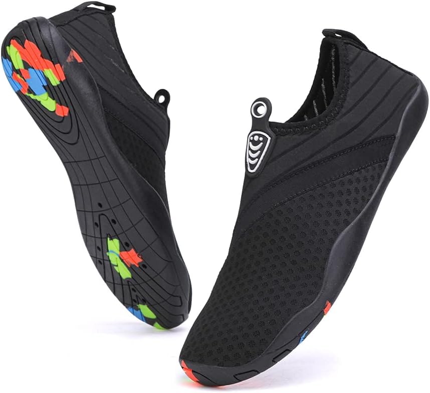 Men Women Water Shoes Barefoot Beach Swim Shoes Quick-Dry for Athletic Hiking River Pool Black