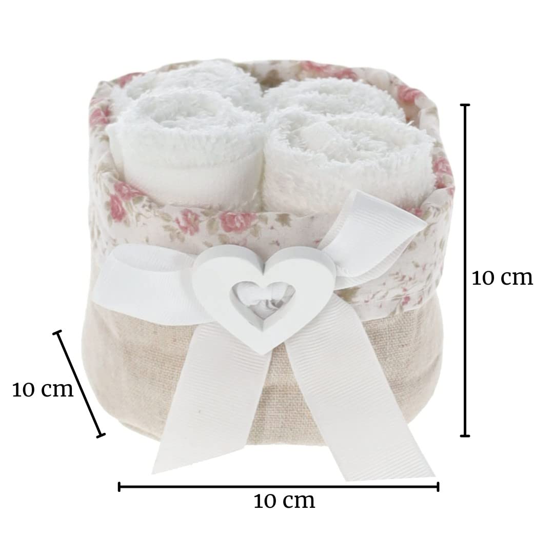 Casatessile Lavette Bagno con Cestino Set 4 Pezzi Garden Lavette Bagno 30x30, Asciugamani Piccoli Viso e Bidet