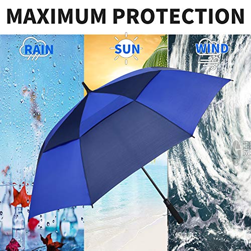 Image of MRTLLOA Automatic Open Golf Umbrella, 62 /68 Inch Extra-Large Oversized Double Canopy Vented Windproof Waterproof Stick Rain Golf Umbrellas for Men and Women