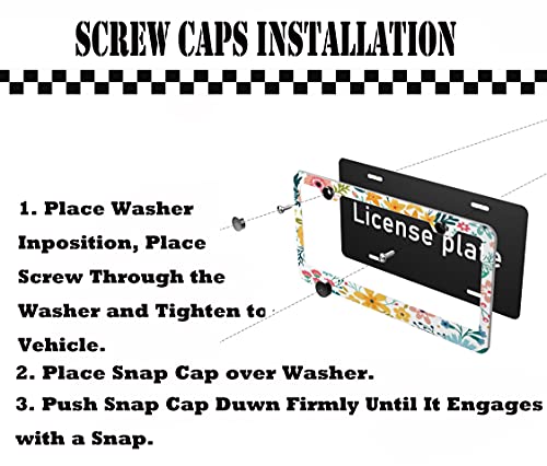 Cute License Plate Frames Pattern Boho License Plates Flower Printed Personalized Aluminum Car Tag For Us Standard 2 Pack Floral Printing #TOP2