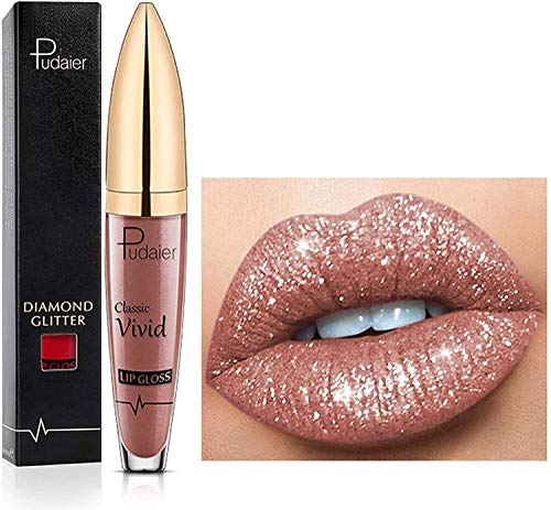 2021 Popular Glitter Lipstick 18 Color Diamond Shiny Long Lasting Noble Lipstick Easy To Color Series Metallic Liquid Lipstick Sparkling Waterproof Non-Stick Shining Lip Glaze Gift for Women and Girls