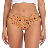 Dallonan Women's Underwear Brief Breathable Soft Fiber Knickers Halloween Funny Pumpkin X-Large
