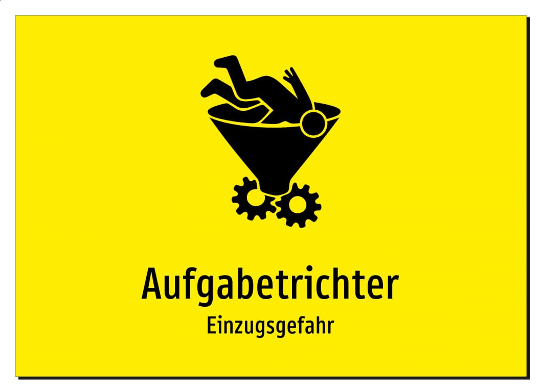 36674-DE-S-06 | Aufgabetrichter - Einzugsgefahr | Aluminiumschild A5, 210 x 148mm | mit Symbolgrafik und Text