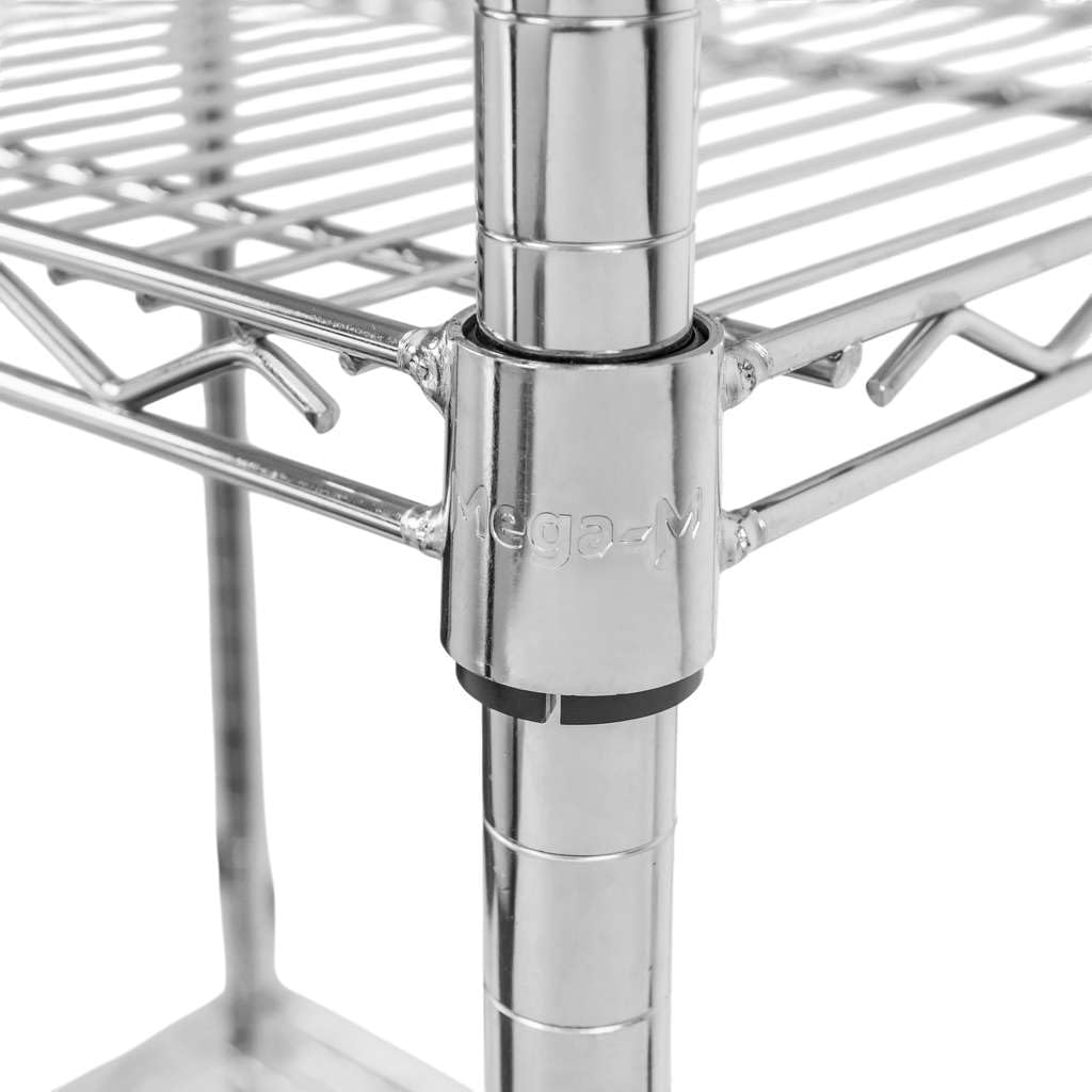 Mega-M Gastroregal Draht verchromt 4-fach 60x45x180 cm Chromstahl verstellbare Regale und Füße einfache Montage für Küche und Lager