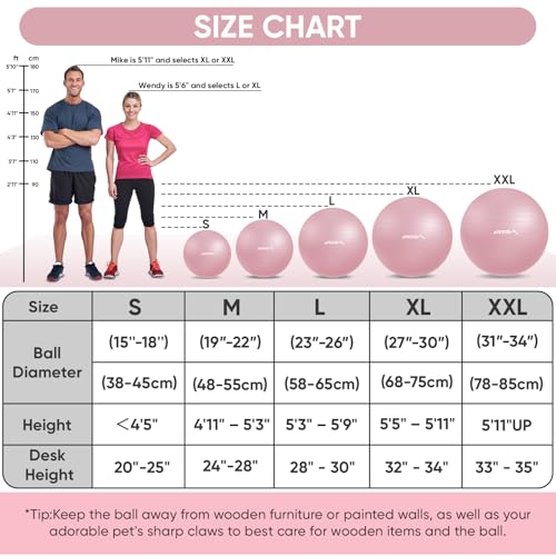Image of APEXUP Yoga Ball, 660 lbs Anti-Burst Exercise Ball with Pump, 5 Sizes | Anti-Burst, Anti-Slip, SGS Certified, Strengthens Core, Improves Balance & Posture, Boosts Flexibility & Stability