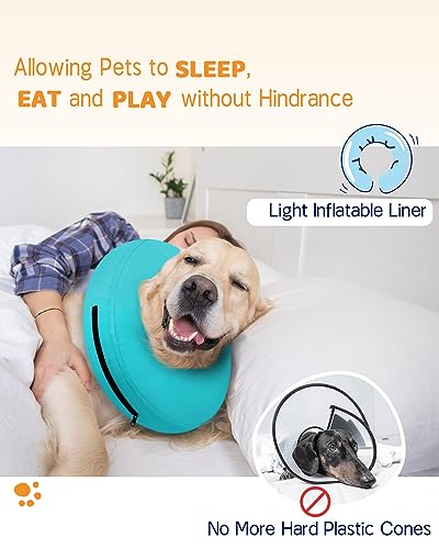 Image of Supet Inflatable Dog Cone Collar for Large Medium Small Dogs, Soft Cone Collar for Dogs Cats, ECollar Doggie Neck Donut Dog Cone Alternative After Surgery