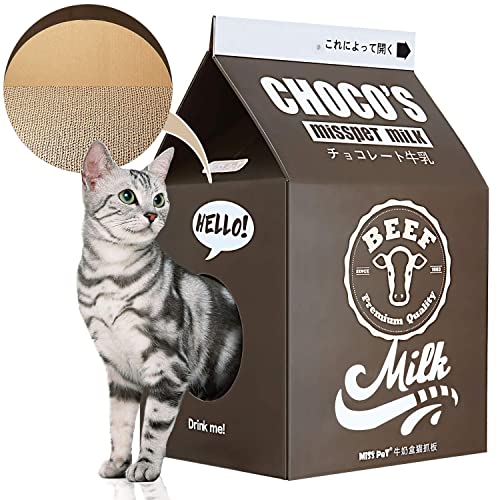 Cardboard Cat House with Scratch Pad Corrugated Kitten Hideaway Cave Heavy Duty Sturdy Cute Cardboard Scratcher Easy to Assemble Gift Black