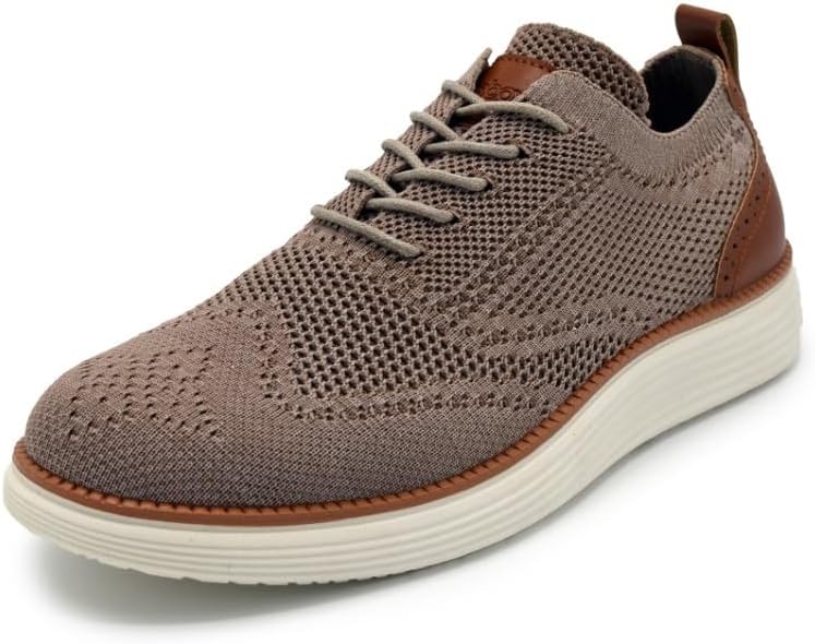 AKADEMIKS Mens Olney Wingtip Knit Oxford, Sleek Breathable Dress Shoes Tan, Size 13