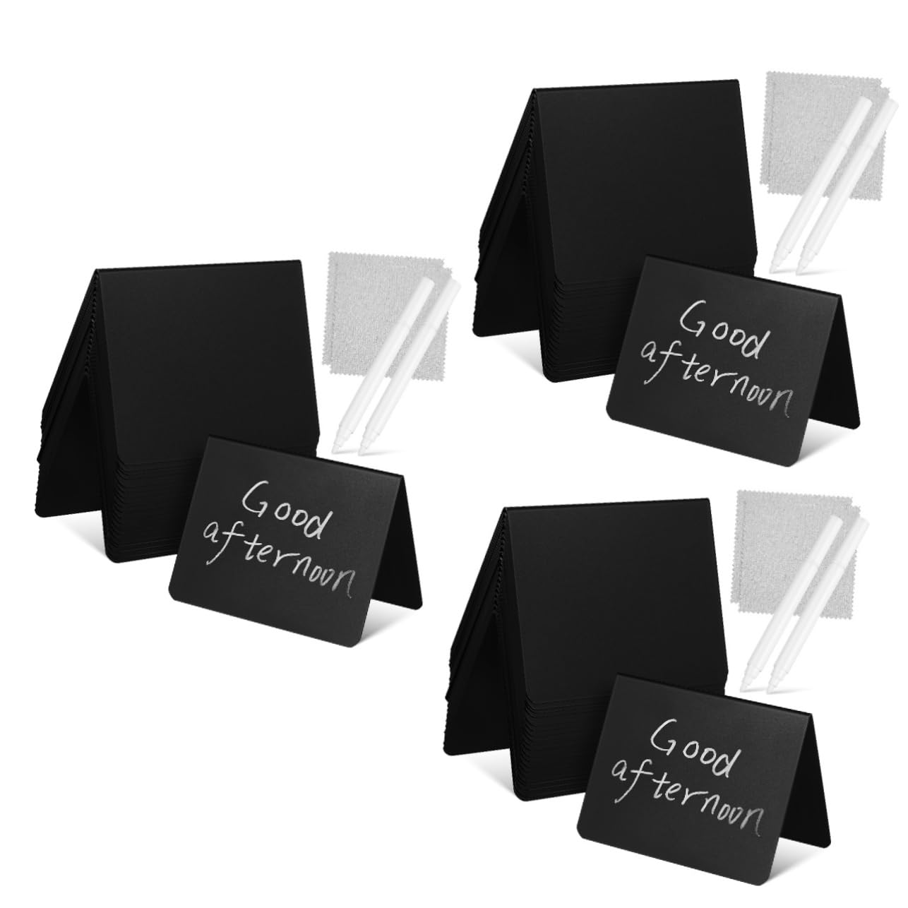 Operitacx 60stücke Mini Kreidetafeln Mit Doppelseitige Schwarze Form Stifte Und Reinigungstücher Für Buffets Hochzeiten Und Preisbeschriftungen