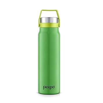 Pexpo 24 Hrs Hot & Cold Stainless Steel Thermosteel Insulated Flask, 725ml, Green, Pluto | Durable | Leak-Proof | Eco-Friendly | Flask with Handle | Gym | Office |School | Travelling