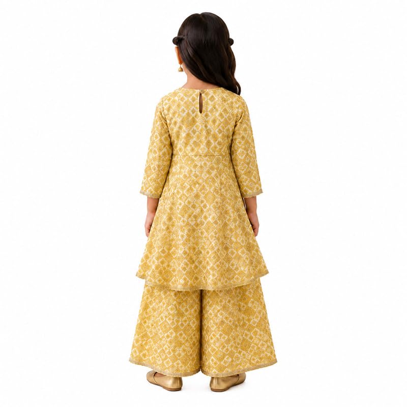 Image of LITTLE GINNIE Girls Kurta Sharara Set | Traditional Ethnic Wear for Kids