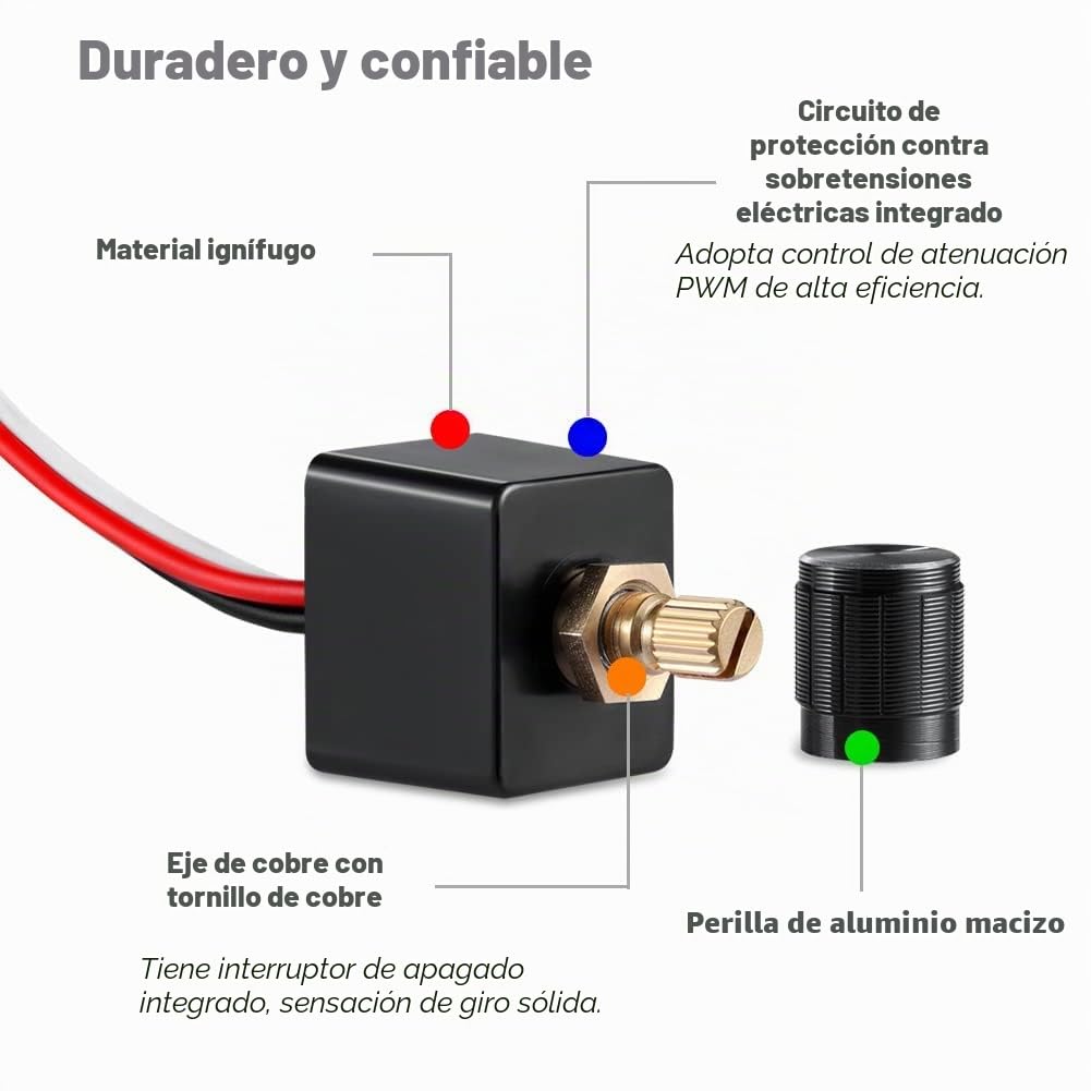 acegoo Interruptor Dimmer LED 12V DC PWM Controlador para Barco Camper Furgoneta Remolque Camión Coche Caravan Autocaravana, para Luz LED regulable, Halógena, Incandescente, Solo Color LED Strip