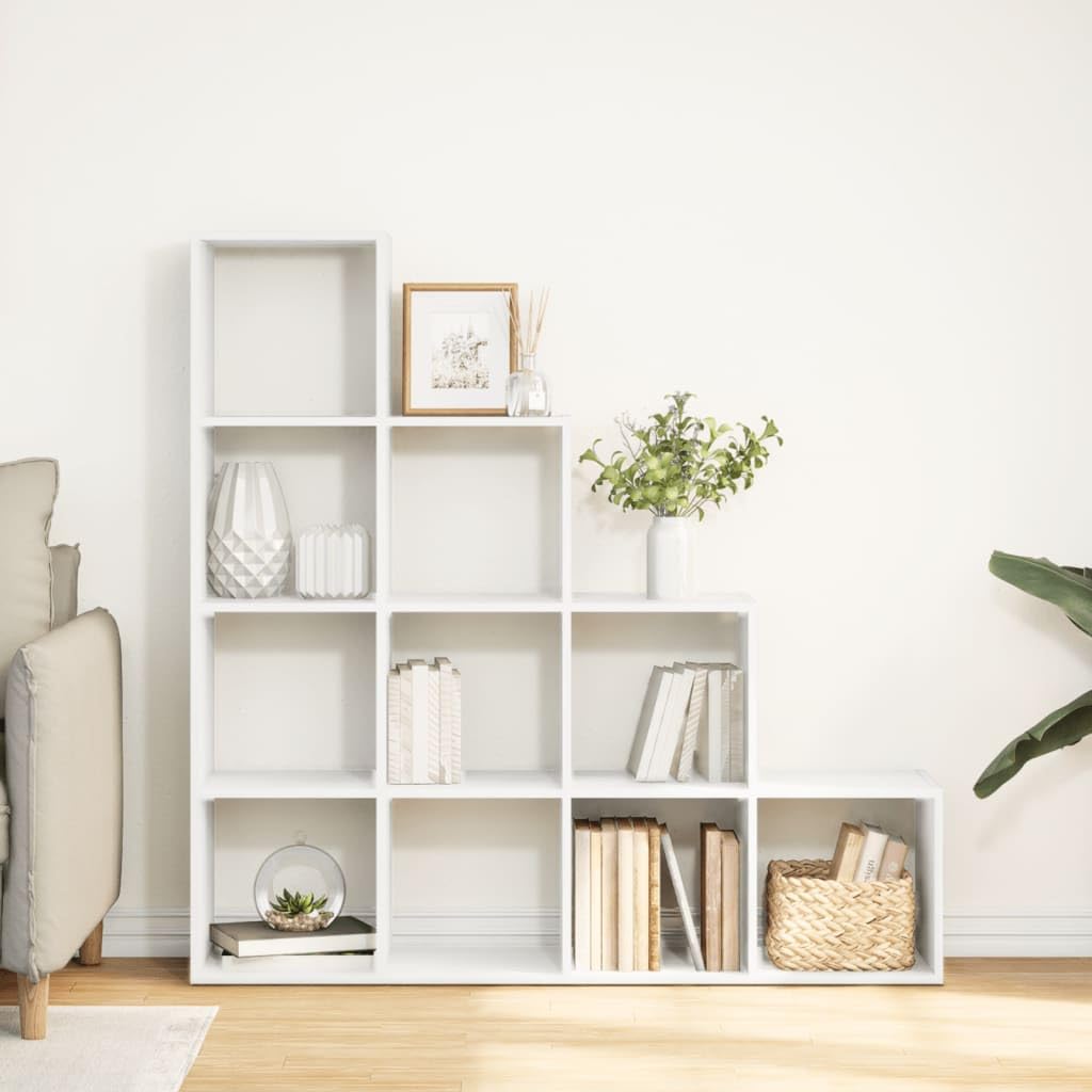 Generisch Raumteiler-Bücherregal 4 Stufen Weiß 131,5x29x131,5 cm,Möbel,Regalsysteme,Bücherregale Bücherschränke-857967