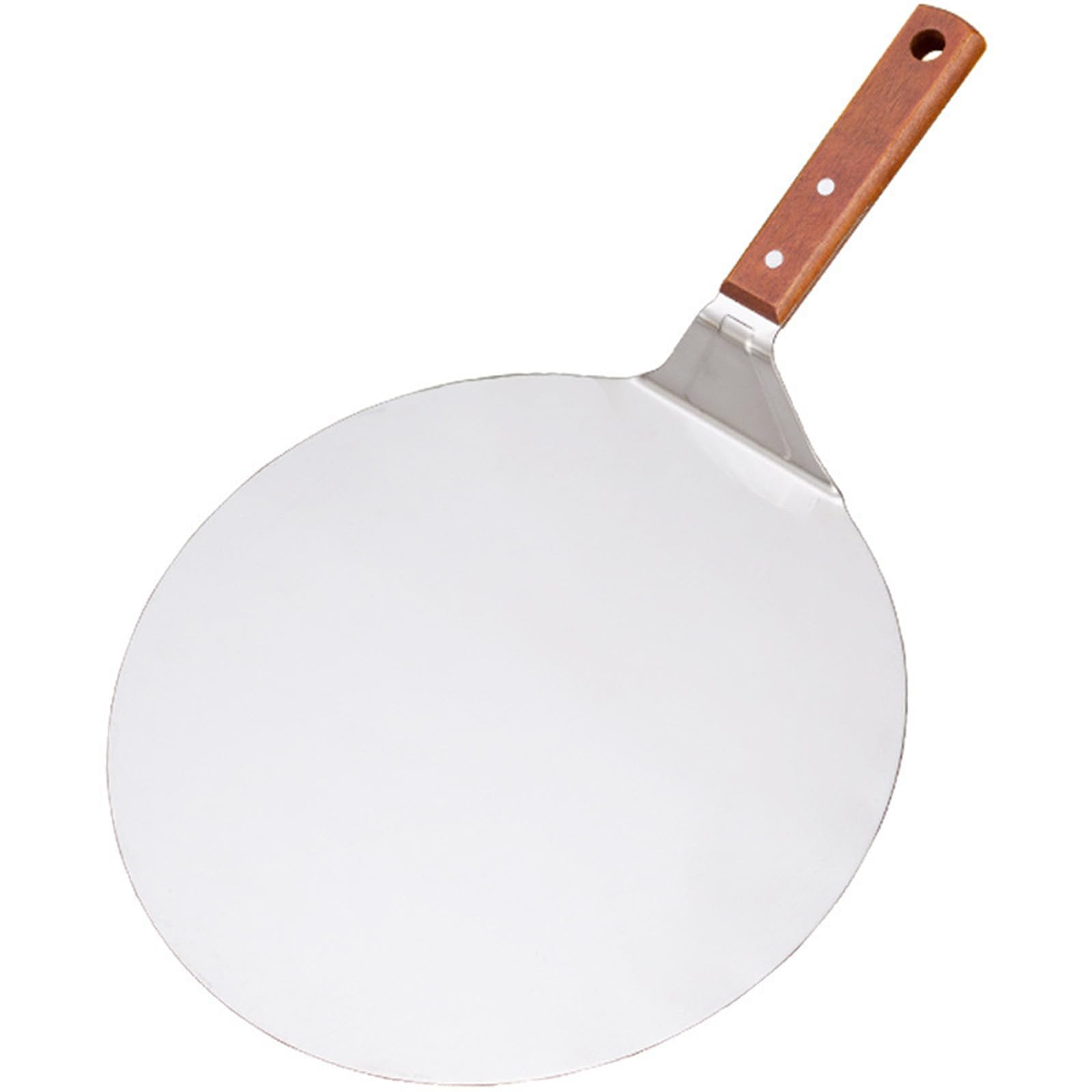 8 Inch/ 10-inch Round Stainless Steel Pizza Peel with Wooden Handle, Long-Lasting Pizza Spatula for Baking Bread (10-inch)