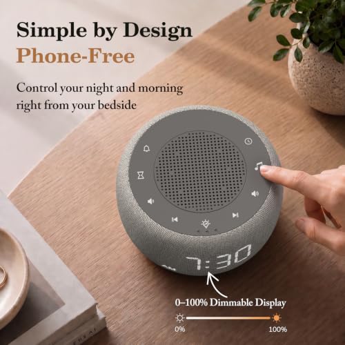 Buffbee Alarm Clock with Sound Machine for Bedrooms – 2-in-1 White Noise Machine for Sleep, Gentle Wake-Up with Soft Alarm Sounds, Ambient Night Light, Plug-in, Sleep Better, Wake Gently - Image 4