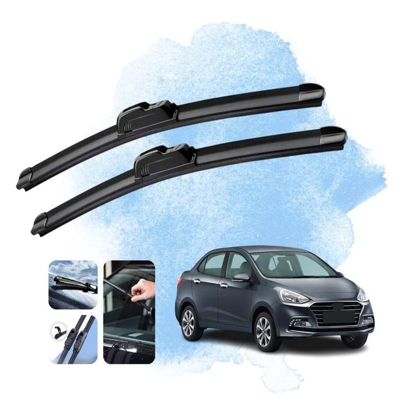 Image of Audio WHeels Perfect Fitting Frameless Windshield 100% Scratch Proof Cleaning Water Repellant Silicon Car Wiper Blades For Equipment Replacement, Set of 2 (D-22 inch & P-16 inch)