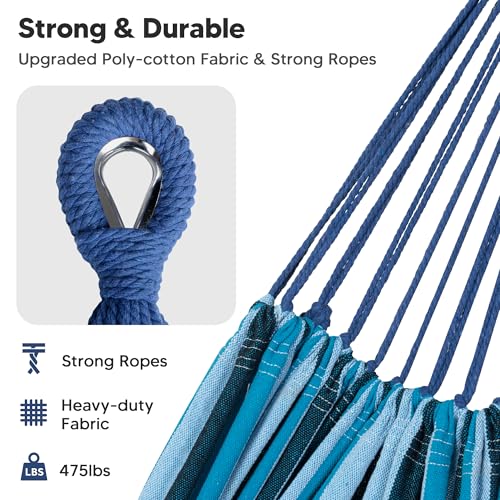 Image of SUNCREAT Hammocks Fabric Hammock for Backyard, Navy & Blue