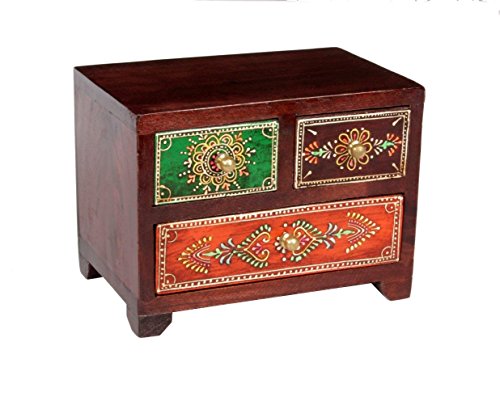 Image of Traditional Wooden Hand Painted 2 + 1 Drawer Chest 6Inch / 15Cm