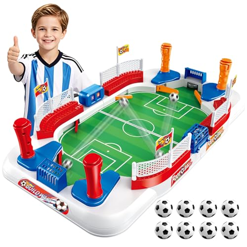LFACHTER Soccer Board Game Mini Foosball Table Toys for Boys & Girls Kids - Upgraded Interactive Pinball Tabletop Football Game Ideal Birthday Christmas Sports Gifts for Family Playroom & Travel
