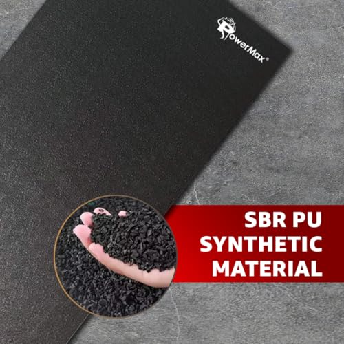 Image of PowerMax Fitness PMM-09 High-Density Treadmill Mat | SBR & PU Synthetic Material | Anti-Slip Surface, Shock Insulation, Noise & Vibration Reduction | Protects Floor & Gym Equipment | Easy-to-Clean