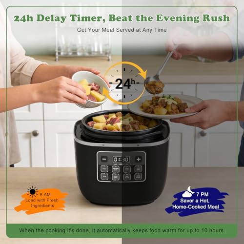 Image of Fullwill 7 in1 Electric Pressure Cooker Lite 3 Quarts, Slow Cooker, Rice Cooker,Steamer, Saute, Warmer, Olla de Presion Nonstick Pot amd DIY