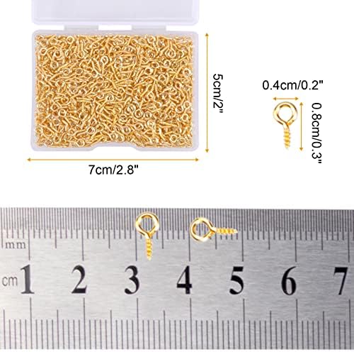 600Pcs Golden Screw Eye Pins Hooks, 4x8mm Eyelets Screw Threaded Mini Metal Hoop Peg Eye pins Hooks for Jewelry Making Findings DIY Crafts Resin Crafts, Cork Top Bottles