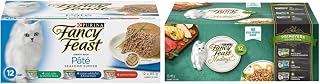 Fancy Feast Wet Cat Food, Seafood Supper Pâté Variety Pack 85 g Cans (12 Pack) & Wet Cat Food, Elegant Medleys Primavera Variety Pack 85 g Cans (12 Pack)