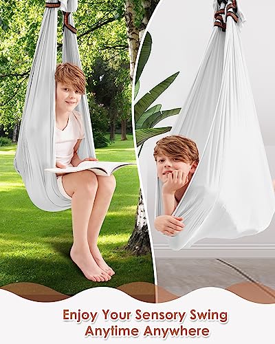 Sensory Swing For Kids And Adults, Uplayteck Special Needs Therapy Swing Indoor Outdoor, Hardware Included, Height Adjustable, Cuddle Ceiling Swing Hammock For Autism, Adhd, Sensory Processing Disorde #TOP4