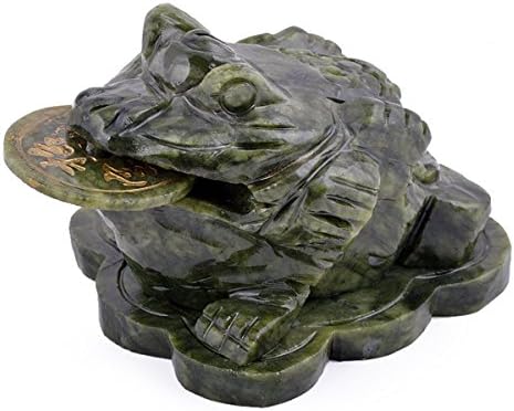 fengshuisale Feng Shui Big Jade Money Frog Toad for Wealth 4.7x3.3x3.2 Inch W Red String Bracelet (L7019)
