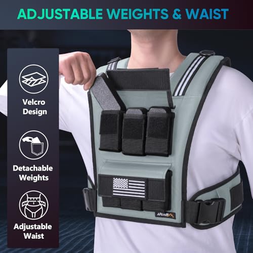 Image of APEXUP Adjustable Weighted Vest Men 20lbs /30lbs /40lbs Weights with Reflective Stripe, Weight Vest Woman Workout Vest for Strength Training Running Walking