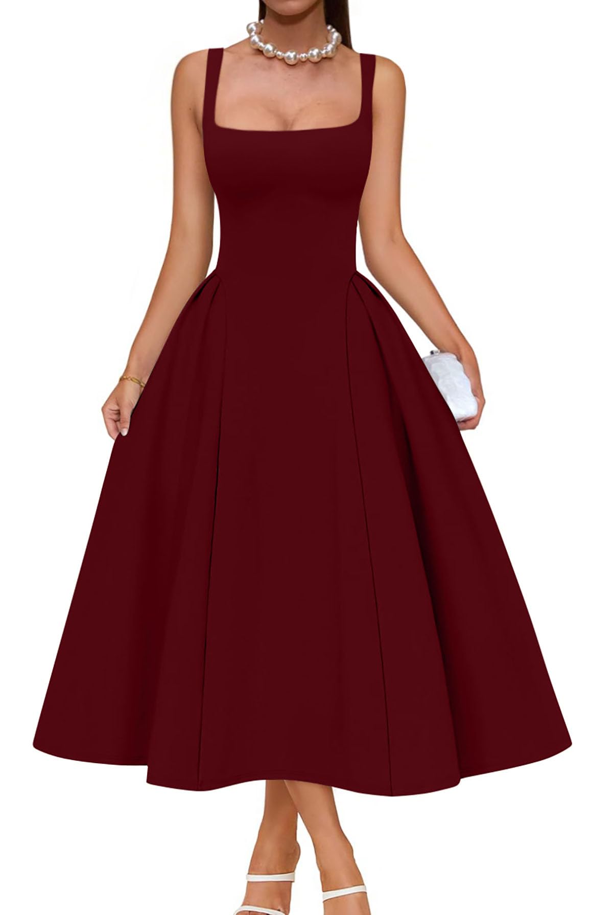 Memoriesea Women's Swing A Line Wedding Guest Party Midi Dress