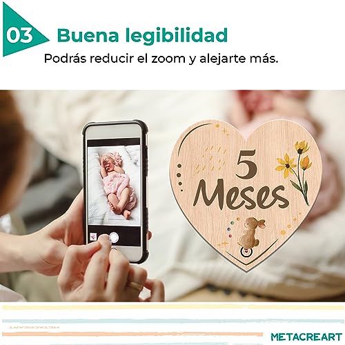 Miniatura 4 de Set De Regalo Para Recién Nacido Y Cumple Mes Bebé. Tarjetas Placas Fichas De Madera Forma De Corazón Grabado Doble Cara. Regalo Original Mamá Embarazada Padres Primerizos Bebé Niño Y Niña