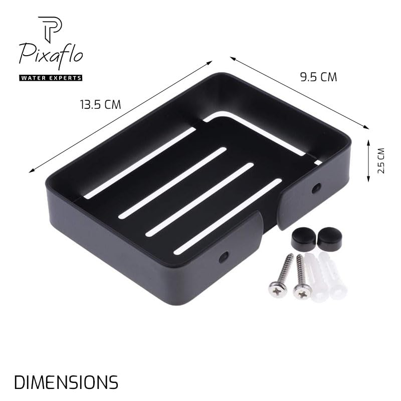 Image of Pixaflo Stainless Steel 304 Grade Bathroom Soap Holder /Soap Stand /Soap Dish | Wall-Mounted | Durable | Anti-Rust | Sleek Black Finish | Bathroom Accessories | Black